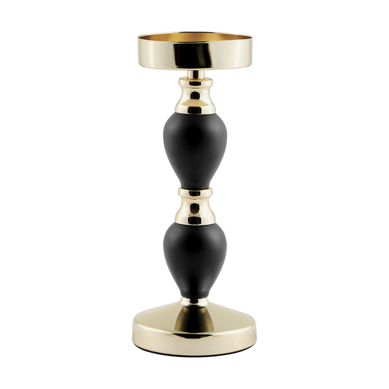 Willa Arlo Interiors Talia Black and Gold Candlestick Taper Candle